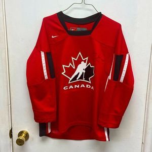 Signed by James Duthie TSN Nike Kids Team Canada Hockey Jersey size L/XL 2000s